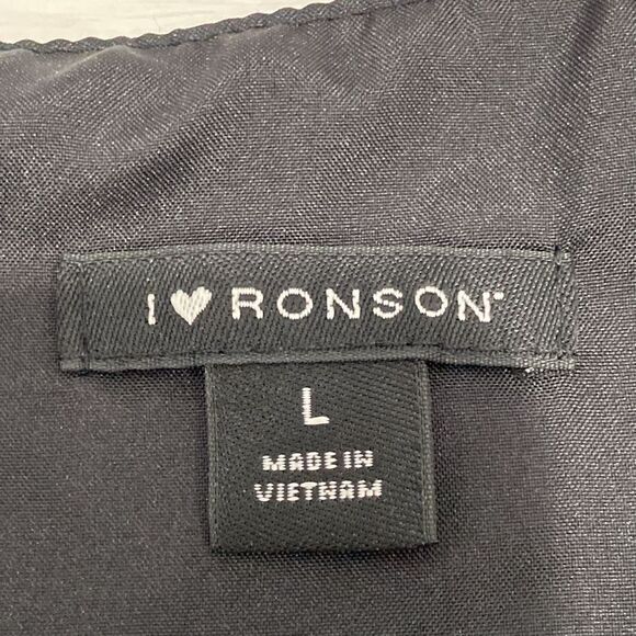 I love Ronson Black Chiffon Lines Maxi Dress Size Large Multi Heart Design - Picture 4 of 11